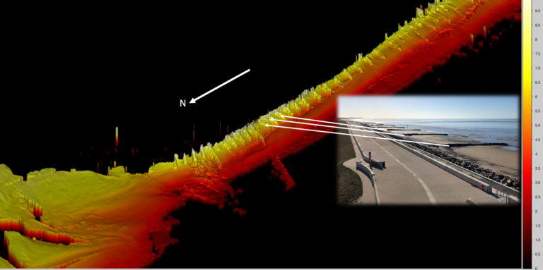 Intertidal elevation model produced using the methods refined in the KTP project at Rossall, North West UK (Image courtesy of Marlan Maritime)