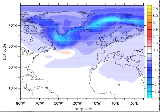 The average anomalous air temperature during the century-long cool period