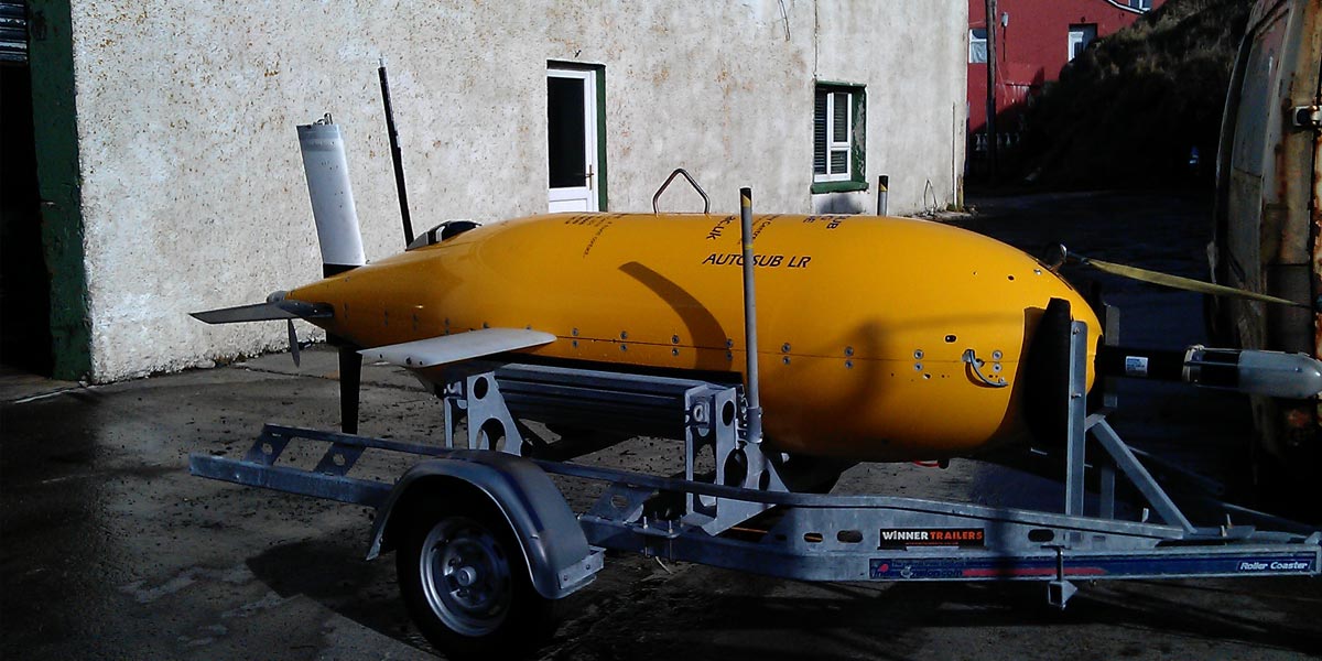 Autosub Long Range in its trailer in Burtonport.