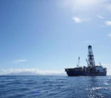 JOIDES Resolution, with Martinique in the background