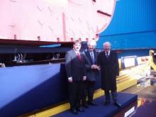 Ed Hill (left) at the keel-laying ceremony