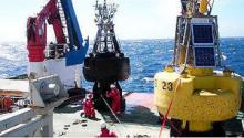 Recovered buoy, replacement buoy on the right