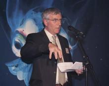 Professor Phil Weaver of the NOC delivers his speech
