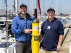 James Ketchell and Dr Ben Moat with an Argo float in Gosport marine.