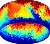 One of the 44 idealised simulations of the Southern Ocean using Q-GCM, showing the potential vorticity at the ocean surface