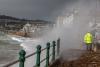 WireWall equipment being tested as waves over top the sea wall